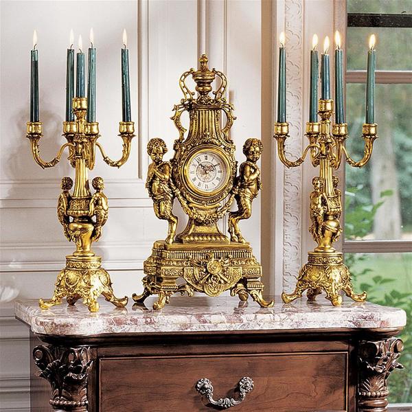 Design Toscano Chateau Beaumont Grand Clock and Candelabra Ensemble KY97156